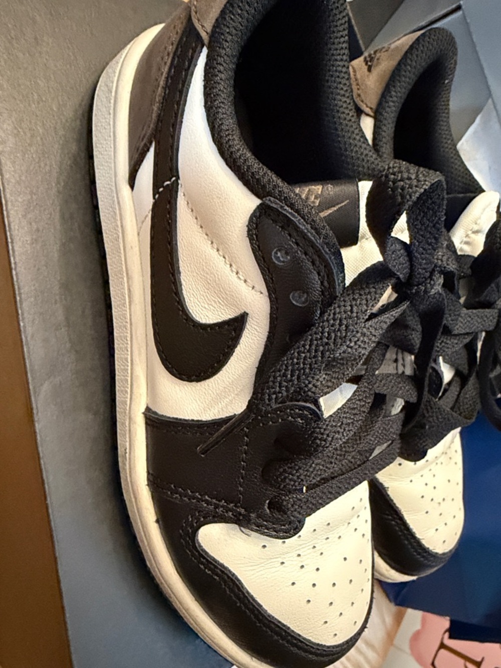 Jordan Kids Black and White Low Top Sneakers with Yellow Tab